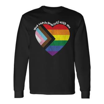 Pride Safe Space Heart Lgbtq You Can Be Yourself With Me Long Sleeve T-Shirt - Monsterry