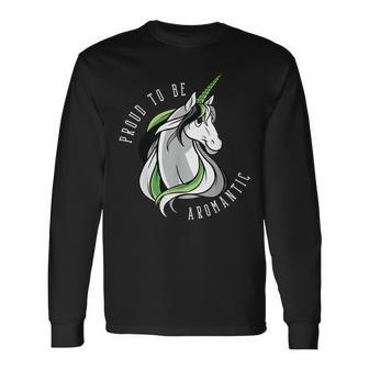 Pride Unicorn Aromantic Flag Long Sleeve T-Shirt - Monsterry AU