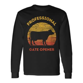 Professional Gate Opener Farmer Cool Cows Long Sleeve T-Shirt - Monsterry DE