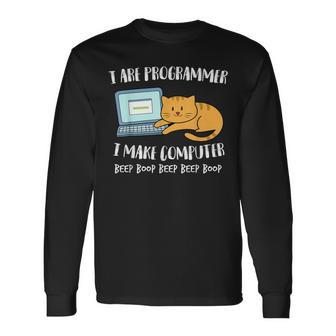 I Are Programmer Computer Scientist Computer Cat Langarmshirts - Seseable