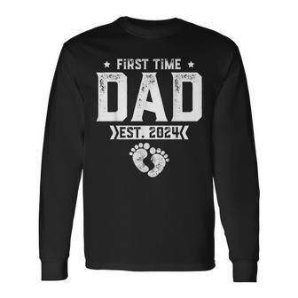 Promoted To Dad Est 2024 First Time Dad Father's Day Long Sleeve T-Shirt - Thegiftio