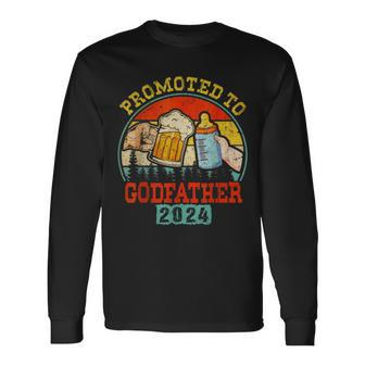 Promoted To Godfather Est 2024 First Time Daddy Father's Day Long Sleeve T-Shirt | Seseable CA