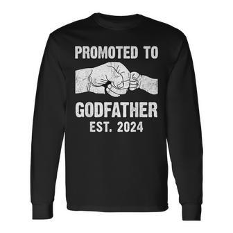 Promoted To Godfather Est 2024 New Godfather Father's Day Long Sleeve T-Shirt - Seseable