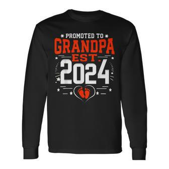 Promoted To Grandpa Est 2024 New Grandpa Father's Day 2024 Long Sleeve T-Shirt - Seseable