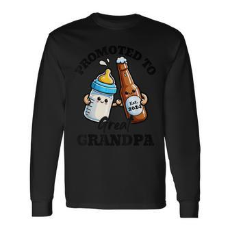 Promoted To Great Grandpa Est 2024 Long Sleeve T-Shirt - Seseable