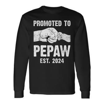 Promoted To Pepaw Est 2024 New Pepaw Father's Day Long Sleeve T-Shirt - Seseable