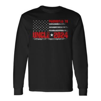 Promoted To Uncle Est 2024 American Flag First Time Uncle Long Sleeve T-Shirt - Monsterry DE