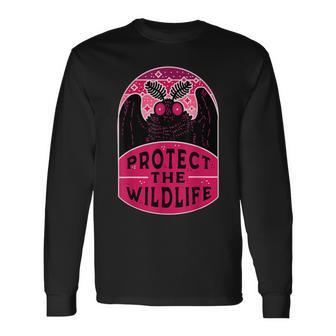 Protect The Wildlife Mothman Vintage Cryptid Long Sleeve T-Shirt | Mazezy UK
