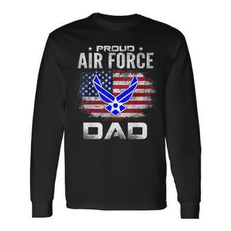 Proud Air Force Dad With American Flag Veteran Long Sleeve T-Shirt - Monsterry UK