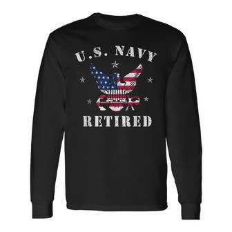 Proud American Retired Us Navy Veteran Memorial Long Sleeve T-Shirt - Monsterry UK