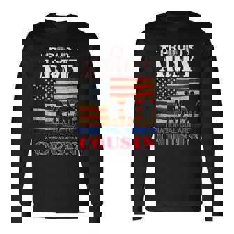 Proud Army National Guard Cousin Flag Veteran Long Sleeve T-Shirt - Monsterry
