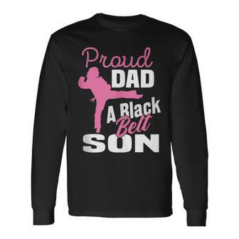 Proud Dad Black Belt Son Karate Dad Judo Father's Day Long Sleeve T-Shirt - Thegiftio UK