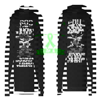 Proud Daddy Of A Scoliosis Warrior Awareness Ribbon Advocate Long Sleeve T-Shirt - Monsterry