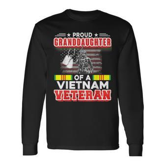Proud Granddaughter Of A Vietnam Veteran Day American Flag Long Sleeve T-Shirt - Monsterry DE