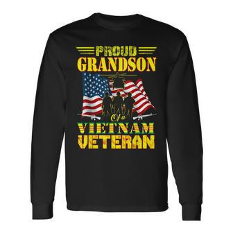 Proud Grandson Of A Vietnam Veteran For Veteran Long Sleeve T-Shirt - Monsterry