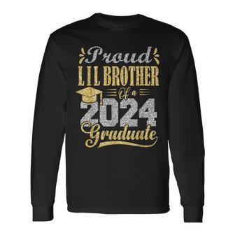 Proud Lil Brother Of A 2024 Graduate Graduation Senior 2024 Long Sleeve T-Shirt - Thegiftio UK