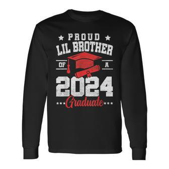 Proud Lil Brother Of A Class Of 2024 Graduate Senior Long Sleeve T-Shirt - Seseable