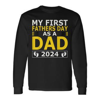 Proud Papa 1St Father’S Day 2024 & Grandpa Est 2024 Long Sleeve T-Shirt - Seseable
