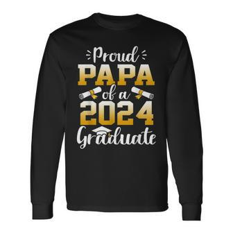 Proud Papa Of A Class Of 2024 Graduate Senior Graduation Long Sleeve T-Shirt - Thegiftio UK