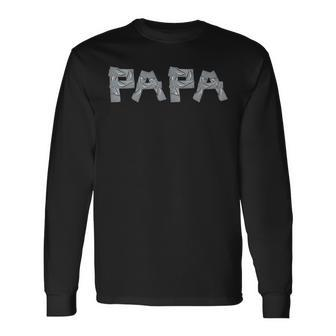 Proud Papa Fathers Day 2024 Dad Tape Style Long Sleeve T-Shirt - Seseable