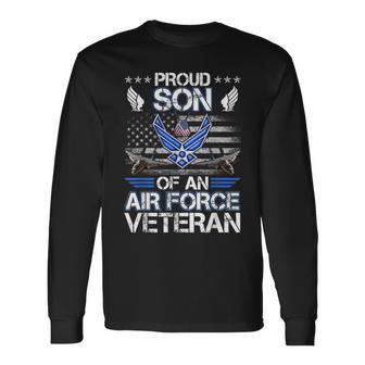 Proud Son Of A Air Force Veteran American Flag Military Long Sleeve T-Shirt - Monsterry AU
