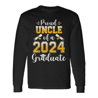 Proud Uncle Of A Class Of 2024 Graduate Senior Graduation Long Sleeve T-Shirt - Seseable