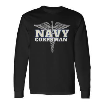 Proud United States Of America Navy Corpsman Long Sleeve T-Shirt - Monsterry