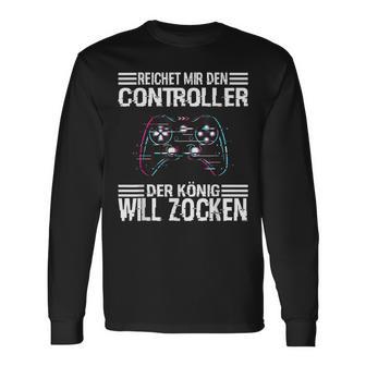 Ps5 Console Gamer Zocken Reichet Mir Den Controller König Langarmshirts - Seseable