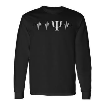Psych Symbol Heartbeat Psychology Psychologist T Long Sleeve T-Shirt - Monsterry UK