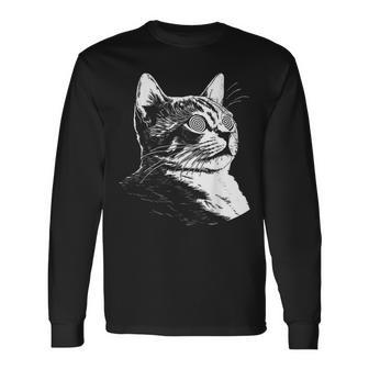 Psychedelic Cat Festival Edm Trippy Illusion Kitty Rave Cats Long Sleeve T-Shirt - Monsterry AU