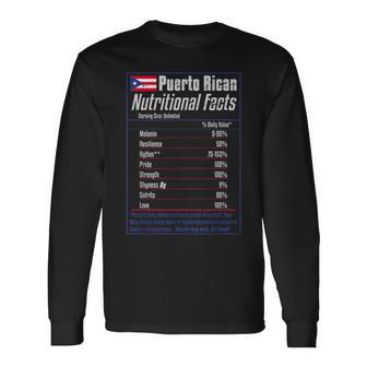 Puerto Rican Nutritional Facts Boricua Pride Long Sleeve T-Shirt - Monsterry CA