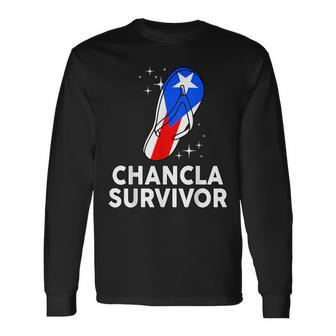 Puerto Rico Hispanic Heritage Month Chancla Survivor Rican Long Sleeve T-Shirt - Seseable