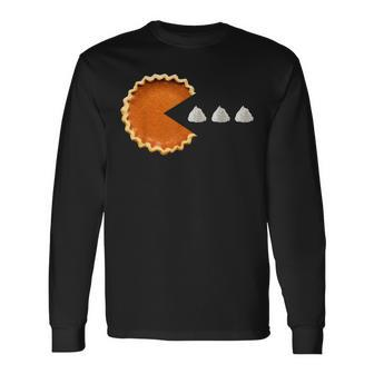 Pumpkin Pie Whipped Cream Video Game Thanksgiving Long Sleeve T-Shirt - Monsterry
