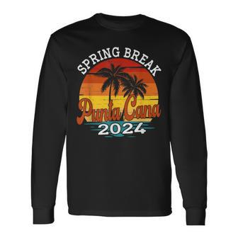 Punta Cana 2024 Spring Break Family Matching Vacation Retro Long Sleeve T-Shirt | Mazezy