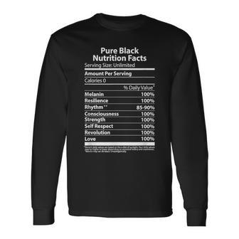 Pure Black Nutritional Facts Blm Movement Long Sleeve T-Shirt - Monsterry DE