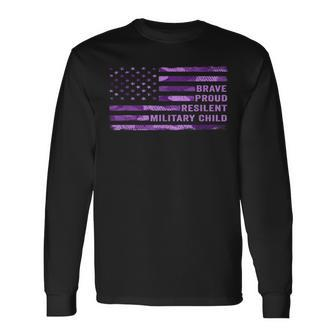 Purple Up Military Kid Us Flag Military Child Month Adult Long Sleeve T-Shirt - Monsterry DE