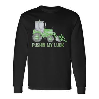Pushing My Luck Construction Worker St Patrick's Day Boys Long Sleeve T-Shirt - Thegiftio UK