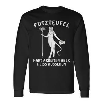 Putzteufel Putzen Teufel Reinigungskraft Putzfrau Langarmshirts - Seseable