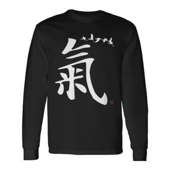 Qi Energy Chi Or Ki Chinese Calligraphy Character Long Sleeve T-Shirt - Monsterry UK