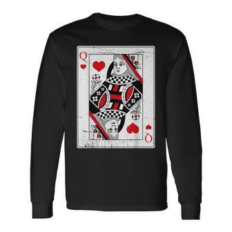 Queen Of Hearts Valentines Day Cool V-Day Couple Matching Long Sleeve T-Shirt - Seseable