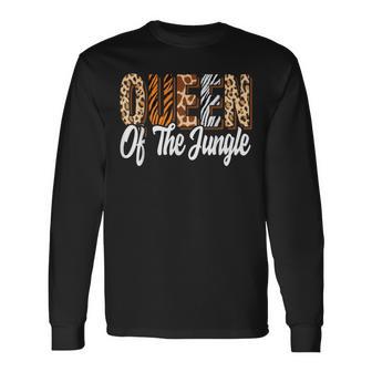 Queen Of The Jungle Zoo Birthday Safari Jungle Animal Long Sleeve T-Shirt - Seseable