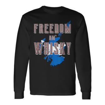 Rabbie Burns Quote Freedom Whisky Scottish Colors Map Flag Long Sleeve T-Shirt - Monsterry UK