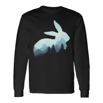 Rabbit Bunny Hare Double Exposure Surreal Wildlife Animal Pullover Long Sleeve T-Shirt | Mazezy UK