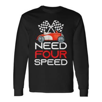 Race Car 4Th Birthday Boy 4 Year Old Racing Car Driver Long Sleeve T-Shirt - Monsterry AU