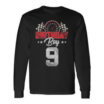 Race Car 9Th Birthday Boy Party Racing 9 Year Old Pit Crew Long Sleeve T-Shirt - Monsterry CA