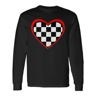 Racing Checkered Flag Heart Race Car Long Sleeve T-Shirt - Monsterry AU