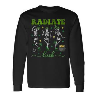 Radiate Luck Skeleton Radiology St Patrick's Day Rad Tech Long Sleeve T-Shirt - Seseable