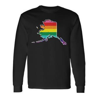 Rainbow Alaskan Gay Pride Flag Vintage Long Sleeve T-Shirt | Mazezy
