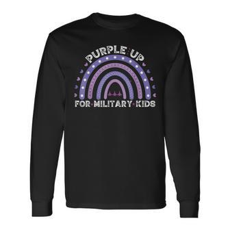 Rainbow Purple Up Military Child Awareness Long Sleeve T-Shirt - Seseable