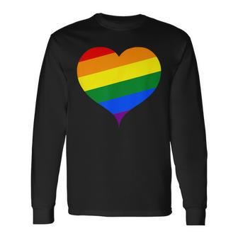 Rainbow Shape Heart Sweet Cute Valentines Day Long Sleeve T-Shirt - Monsterry